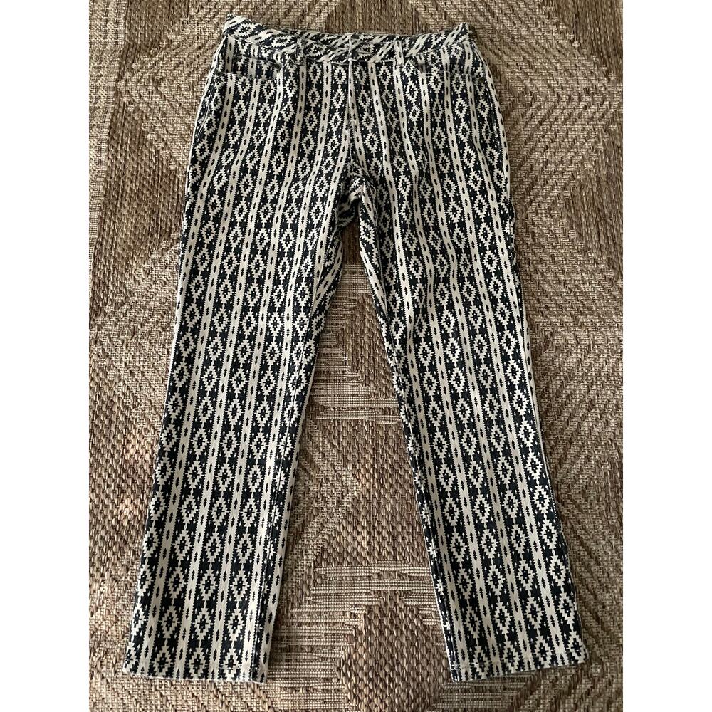 DG2 by Diane Gilman Tan and Black casual cotton blend ikat print pant SZ 10 P